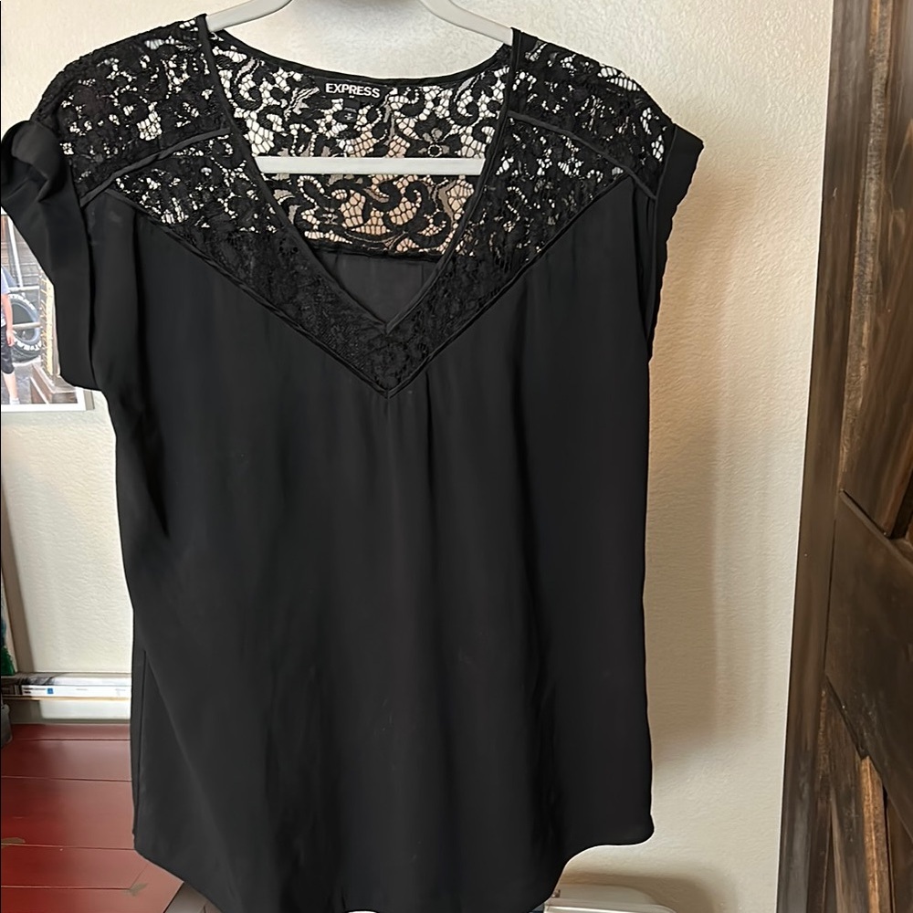 Express Black Lace Relaxed Blouse